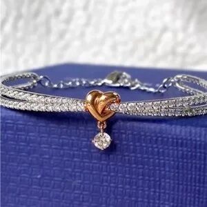 Swarovski Rose Gold and Silver Heart Bracelet
